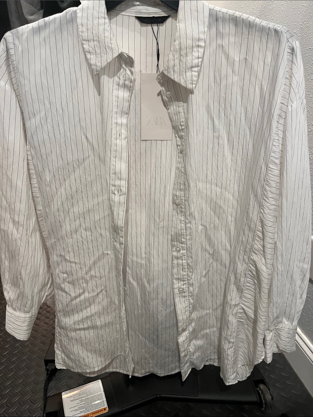 Zara White Pinstripe Button-Down Shirt